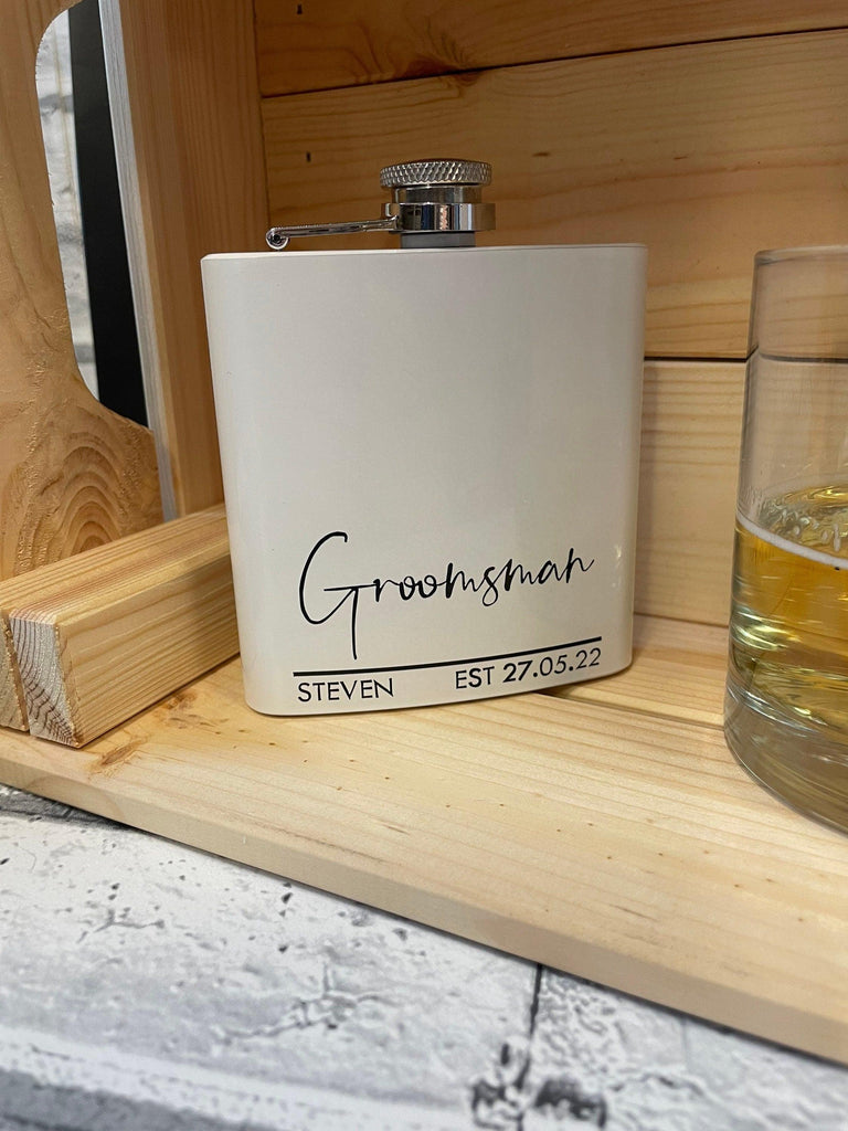 Best Man Groomsman Groom Hip Flask Black Stag Gift Whisky - Thea Elizabeth Studio Ltd