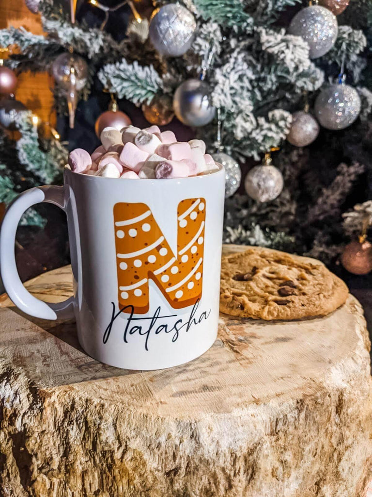 Gingerbread Initial Mug - Personalised - Thea Elizabeth Studio Ltd