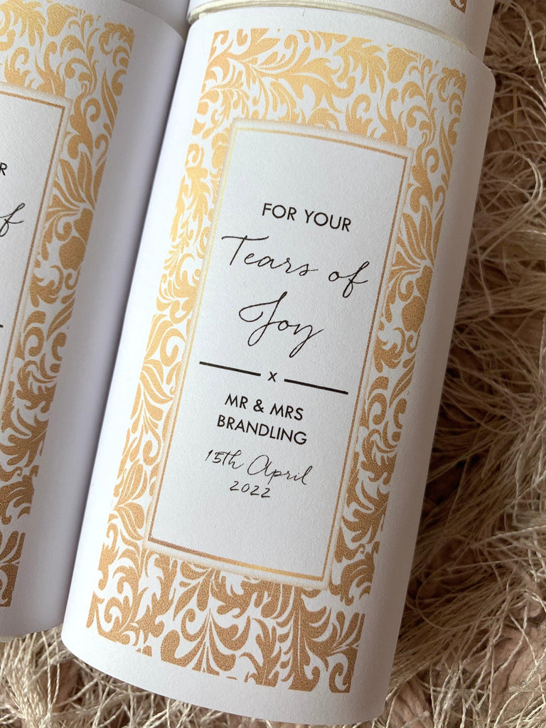 Happy Tears Tissues Personalised Wedding Favours Tears of Joy - Thea Elizabeth Studio Ltd