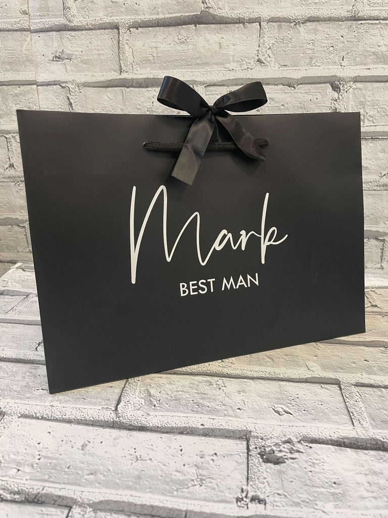 Luxury Black Ribbon Groomsmen Gift Bags - Thea Elizabeth Studio Ltd