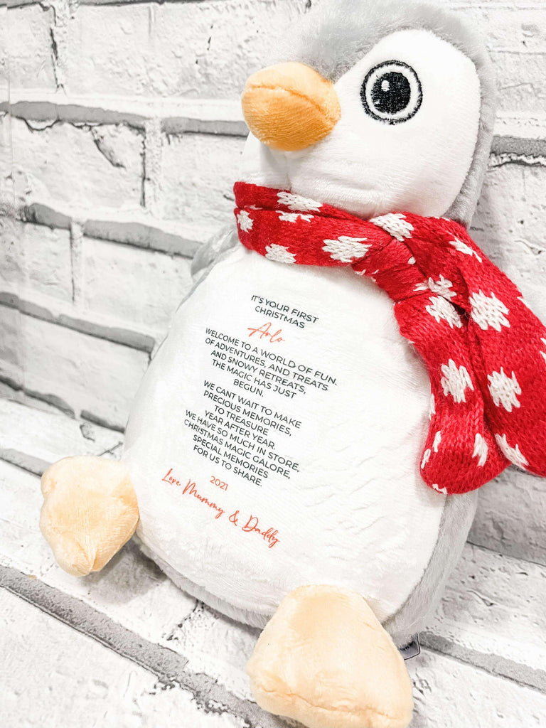 Personalised 1st Christmas Plush Cuddly Toy Penguin - Thea Elizabeth Studio Ltd