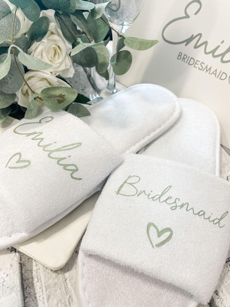 Personalised Bridesmaid Slippers Velour - Thea Elizabeth Studio Ltd