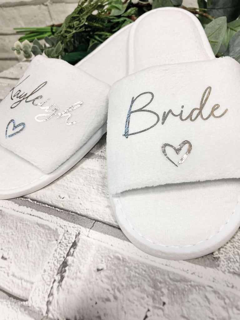 Personalised Bridesmaid Slippers Velour - Thea Elizabeth Studio Ltd
