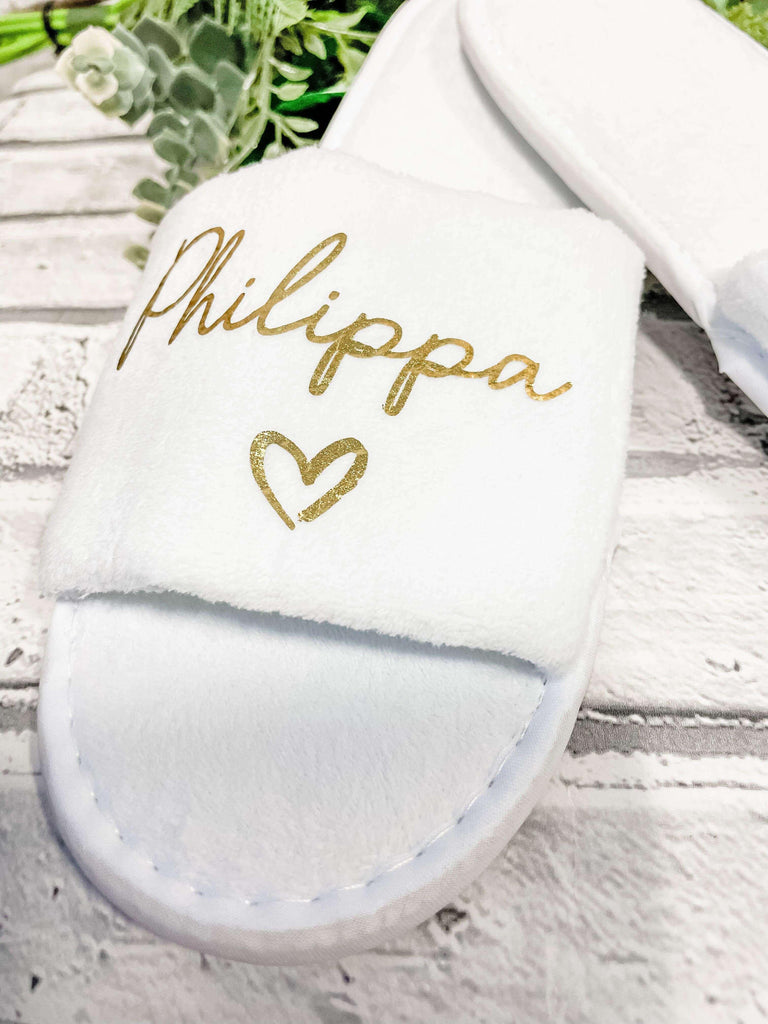 Personalised Bridesmaid Slippers Velour - Thea Elizabeth Studio Ltd