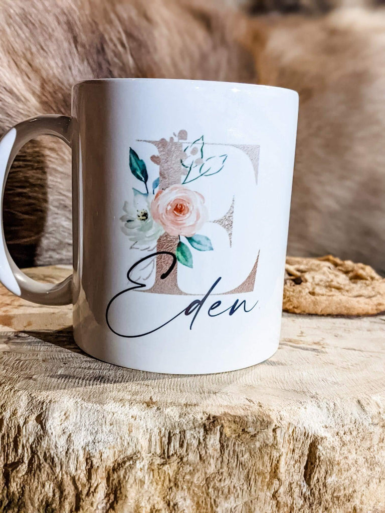 Personalised Name Mug - Floral Initial - Thea Elizabeth Studio Ltd