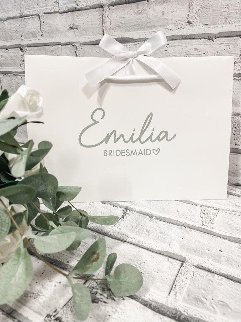 Personalised White Ribbon Luxury Gift Bag - Thea Elizabeth Studio Ltd