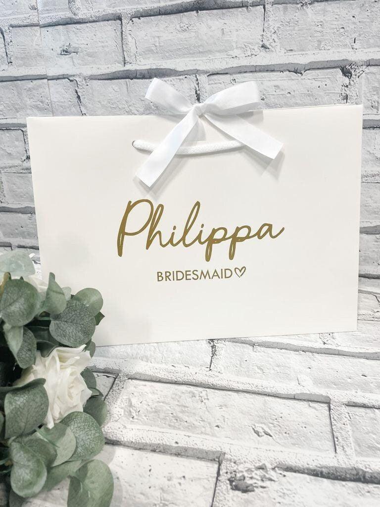 Personalised White Ribbon Luxury Gift Bag - Thea Elizabeth Studio Ltd