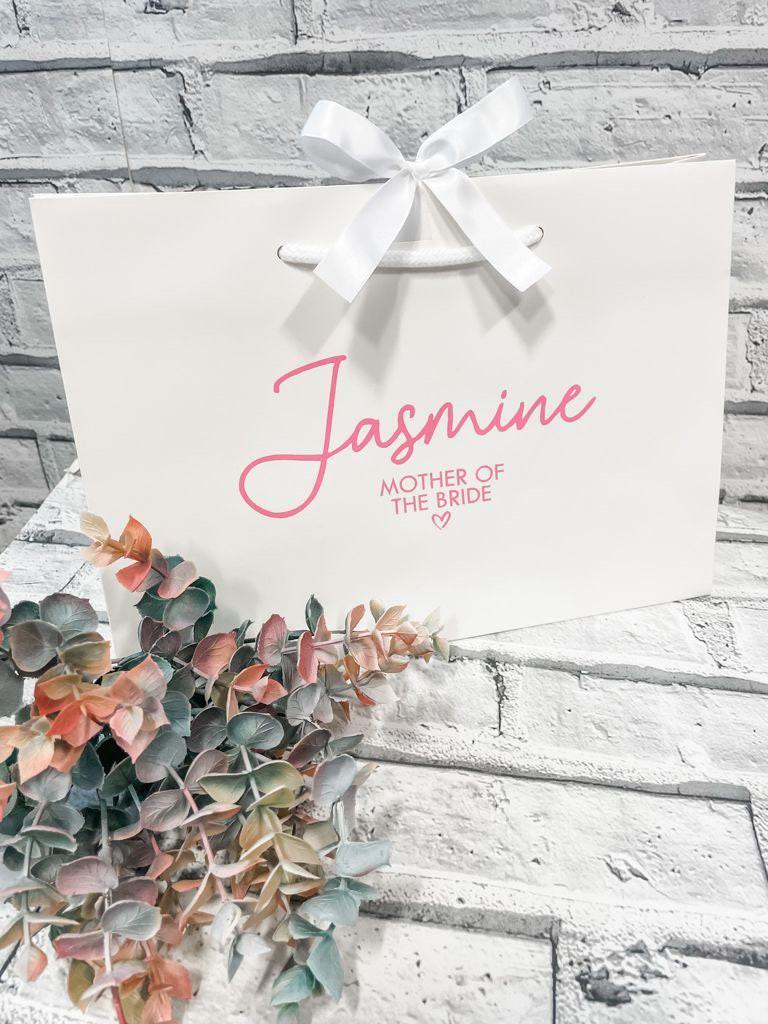 Personalised White Ribbon Luxury Gift Bag - Thea Elizabeth Studio Ltd