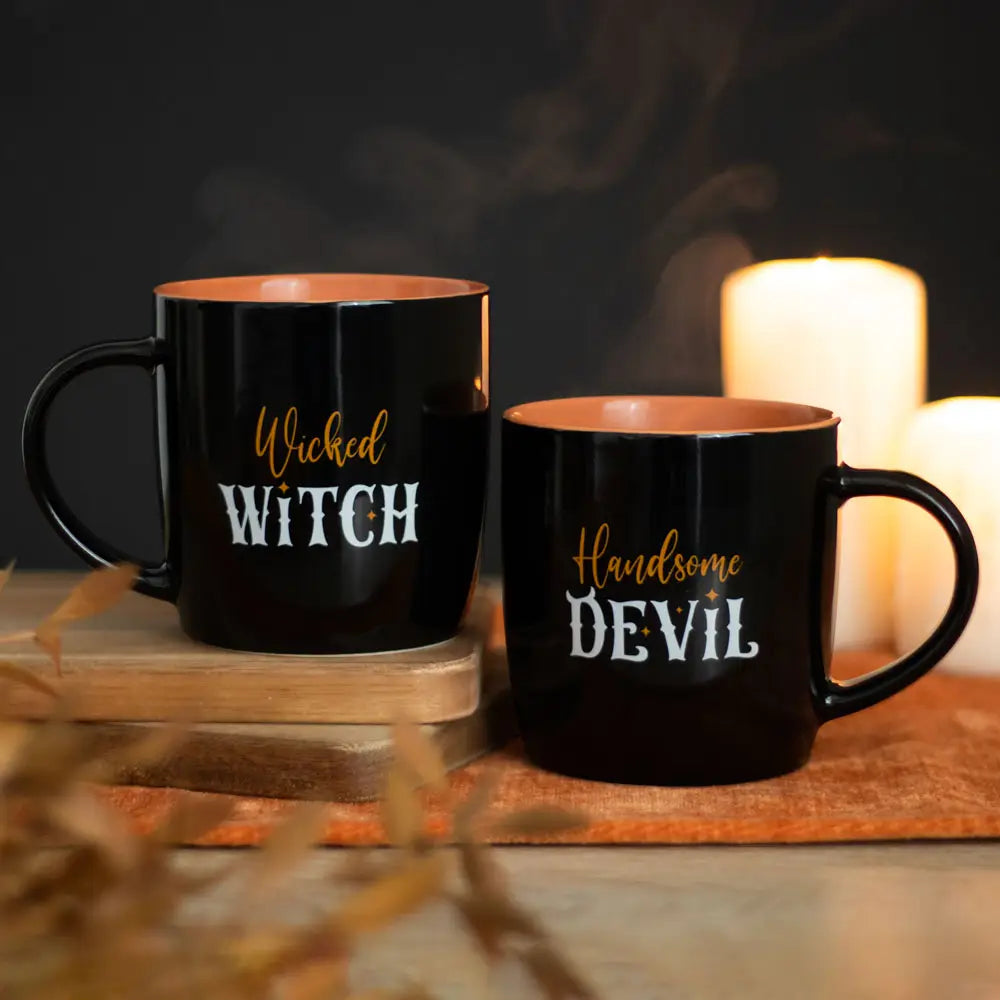 Wicked Witch and Handsome Devil Couples Halloween Mug Set - Thea Elizabeth Studio Ltd