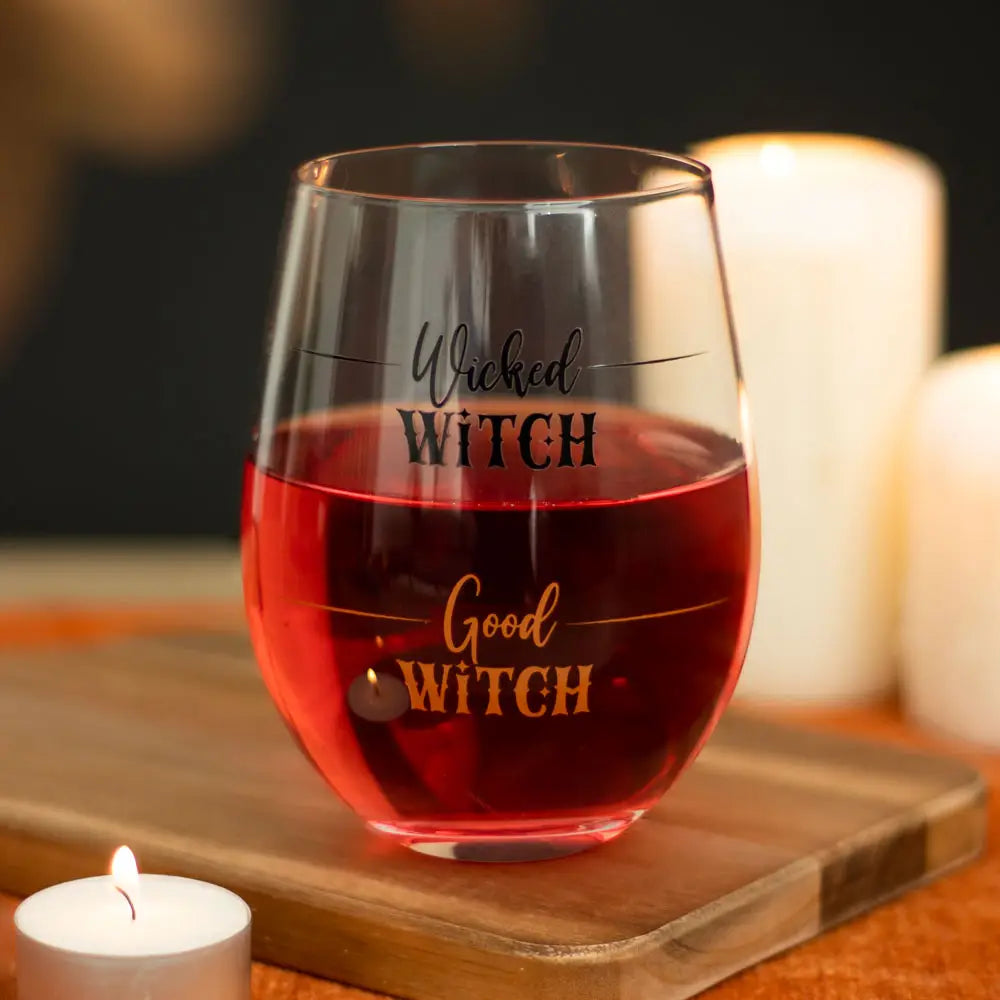 Wicked Witch Stemless Halloween Wine Glass - Thea Elizabeth Studio Ltd